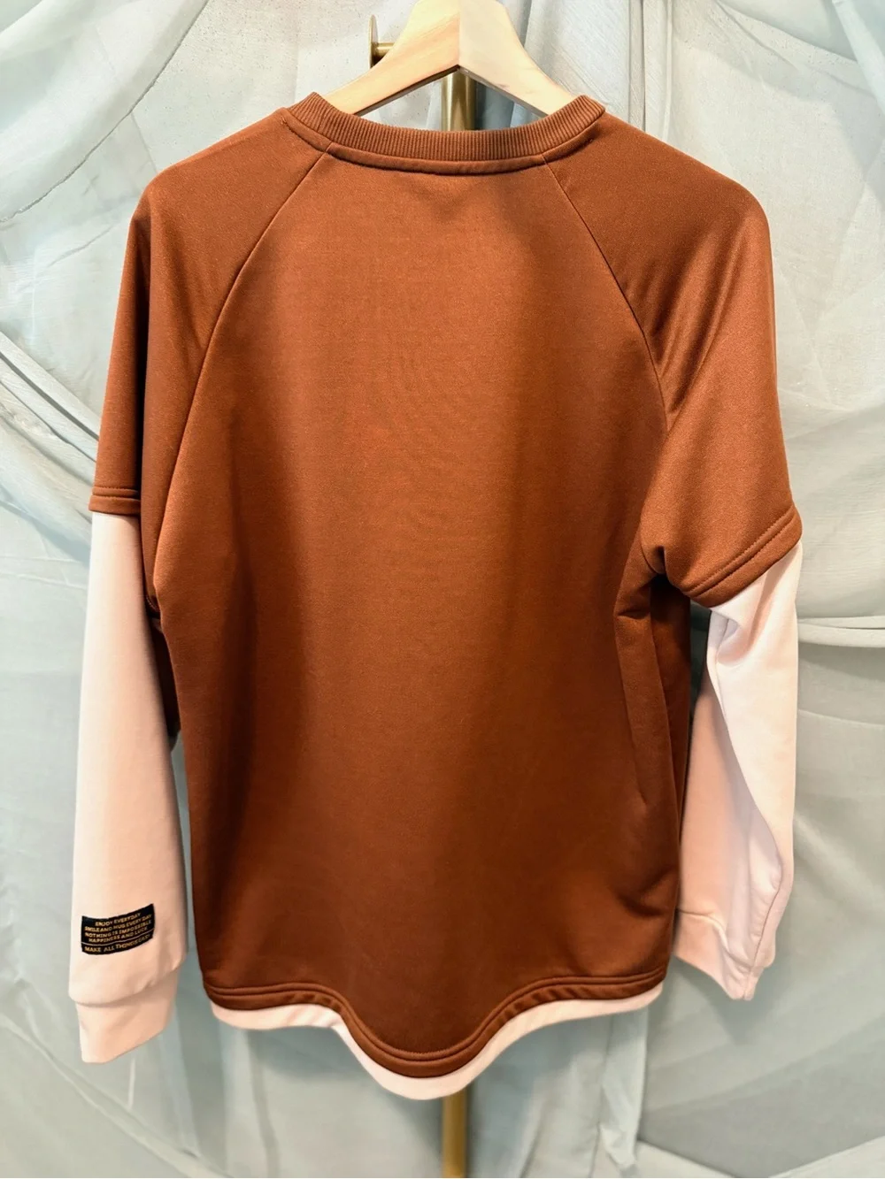 SHEIN Two-Tone Crewneck Sweatshirt in Rust and Cream